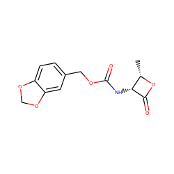 C[C@@H]1OC(=O)[C@@H]1NC(=O)OCc1ccc2c(c1)OCO2 ZINC000221537309