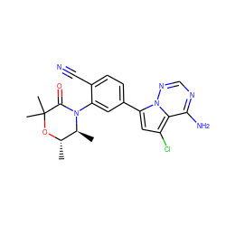 C[C@@H]1OC(C)(C)C(=O)N(c2cc(-c3cc(Cl)c4c(N)ncnn34)ccc2C#N)[C@H]1C ZINC001772581110