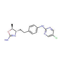 C[C@@H]1OC(N)=N[C@H]1CCc1ccc(Nc2ncc(Cl)cn2)cc1 ZINC000169701187