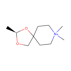 C[C@@H]1OCC2(CC[N+](C)(C)CC2)O1 ZINC000027901059