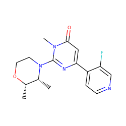 C[C@@H]1OCCN(c2nc(-c3ccncc3F)cc(=O)n2C)[C@@H]1C ZINC000114419107