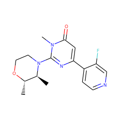 C[C@@H]1OCCN(c2nc(-c3ccncc3F)cc(=O)n2C)[C@H]1C ZINC000114419109