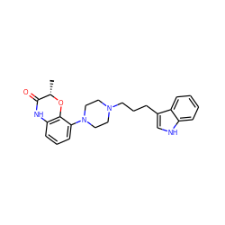 C[C@@H]1Oc2c(cccc2N2CCN(CCCc3c[nH]c4ccccc34)CC2)NC1=O ZINC000013674849