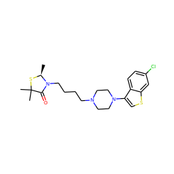 C[C@@H]1SC(C)(C)C(=O)N1CCCCN1CCN(c2csc3cc(Cl)ccc23)CC1 ZINC000013759441