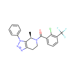 C[C@@H]1c2c(nnn2-c2ccccc2)CCN1C(=O)c1cccc(C(F)(F)F)c1Cl ZINC000226000138