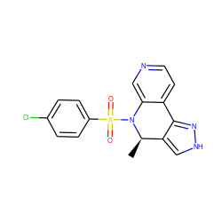 C[C@@H]1c2c[nH]nc2-c2ccncc2N1S(=O)(=O)c1ccc(Cl)cc1 ZINC000045287180