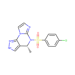 C[C@@H]1c2c[nH]nc2-n2ccnc2N1S(=O)(=O)c1ccc(Cl)cc1 ZINC000045288538