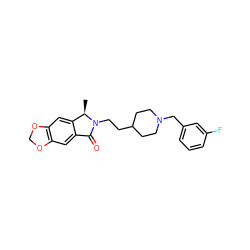 C[C@@H]1c2cc3c(cc2C(=O)N1CCC1CCN(Cc2cccc(F)c2)CC1)OCO3 ZINC000206545299