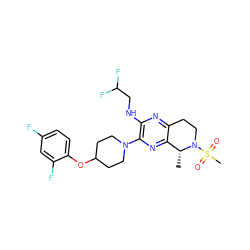 C[C@@H]1c2nc(N3CCC(Oc4ccc(F)cc4F)CC3)c(NCC(F)F)nc2CCN1S(C)(=O)=O ZINC001772642861