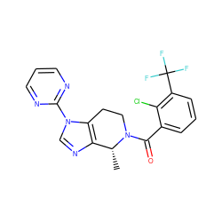 C[C@@H]1c2ncn(-c3ncccn3)c2CCN1C(=O)c1cccc(C(F)(F)F)c1Cl ZINC000218543609