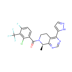 C[C@@H]1c2ncnc(-c3ccn[nH]3)c2CCN1C(=O)c1ccc(F)c(C(F)(F)F)c1Cl ZINC000225937712