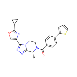 C[C@@H]1c2nnc(-c3coc(C4CC4)n3)n2CCN1C(=O)c1ccc(-c2cccs2)cc1 ZINC000142891865