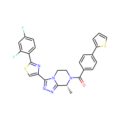 C[C@@H]1c2nnc(-c3csc(-c4ccc(F)cc4F)n3)n2CCN1C(=O)c1ccc(-c2cccs2)cc1 ZINC000072317372