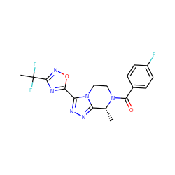 C[C@@H]1c2nnc(-c3nc(C(C)(F)F)no3)n2CCN1C(=O)c1ccc(F)cc1 ZINC000218565372