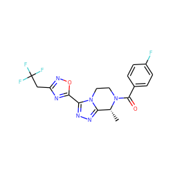 C[C@@H]1c2nnc(-c3nc(CC(F)(F)F)no3)n2CCN1C(=O)c1ccc(F)cc1 ZINC000218565468