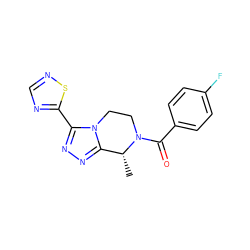 C[C@@H]1c2nnc(-c3ncns3)n2CCN1C(=O)c1ccc(F)cc1 ZINC000473132730