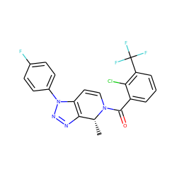 C[C@@H]1c2nnn(-c3ccc(F)cc3)c2C=CN1C(=O)c1cccc(C(F)(F)F)c1Cl ZINC000226002039