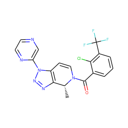 C[C@@H]1c2nnn(-c3cnccn3)c2C=CN1C(=O)c1cccc(C(F)(F)F)c1Cl ZINC000218464596