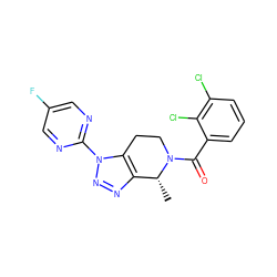 C[C@@H]1c2nnn(-c3ncc(F)cn3)c2CCN1C(=O)c1cccc(Cl)c1Cl ZINC000225999762