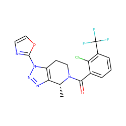 C[C@@H]1c2nnn(-c3ncco3)c2CCN1C(=O)c1cccc(C(F)(F)F)c1Cl ZINC000225980487