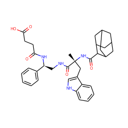 C[C@](Cc1c[nH]c2ccccc12)(NC(=O)C1C2CC3CC(C2)CC1C3)C(=O)NC[C@H](NC(=O)CCC(=O)O)c1ccccc1 ZINC000027633422