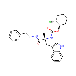 C[C@](Cc1c[nH]c2ccccc12)(NC(=O)O[C@@H]1CCCC[C@H]1Cl)C(=O)NCCc1ccccc1 ZINC000013825466