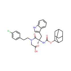 C[C@](Cc1c[nH]c2ccccc12)(NC(=O)OC1C2CC3CC(C2)CC1C3)C(=O)N(CCc1ccc(Cl)cc1)CC(=O)O ZINC000003929876