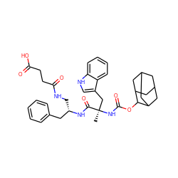 C[C@](Cc1c[nH]c2ccccc12)(NC(=O)OC1C2CC3CC(C2)CC1C3)C(=O)N[C@@H](CNC(=O)CCC(=O)O)Cc1ccccc1 ZINC000027331293