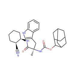 C[C@](Cc1c[nH]c2ccccc12)(NC(=O)OC1C2CC3CC(C2)CC1C3)C(=O)N[C@@H]1CCCC[C@@H]1C#N ZINC000013776529