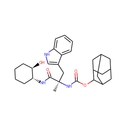 C[C@](Cc1c[nH]c2ccccc12)(NC(=O)OC1C2CC3CC(C2)CC1C3)C(=O)N[C@@H]1CCCC[C@H]1O ZINC000000600618