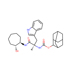 C[C@](Cc1c[nH]c2ccccc12)(NC(=O)OC1C2CC3CC(C2)CC1C3)C(=O)N[C@@H]1CCCCC[C@H]1O ZINC000013776549