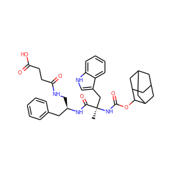 C[C@](Cc1c[nH]c2ccccc12)(NC(=O)OC1C2CC3CC(C2)CC1C3)C(=O)N[C@H](CNC(=O)CCC(=O)O)Cc1ccccc1 ZINC000027331286