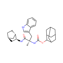 C[C@](Cc1c[nH]c2ccccc12)(NC(=O)OC1C2CC3CC(C2)CC1C3)C(=O)N[C@H]1C[C@H]2CC[C@H]1C2 ZINC000253995088