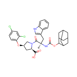 C[C@](Cc1c[nH]c2ccccc12)(NC(=O)OC1C2CC3CC(C2)CC1C3)C(=O)N1C[C@H](Oc2ccc(Cl)cc2Cl)C[C@@H]1C(=O)O ZINC000029219624
