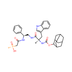 C[C@](Cc1c[nH]c2ccccc12)(NC(=O)OC1C2CC3CC(C2)CC1C3)C(=O)NC[C@@H](NC(=O)C[P@](C)(=O)O)c1ccccc1 ZINC000026575575