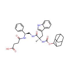 C[C@](Cc1c[nH]c2ccccc12)(NC(=O)OC1C2CC3CC(C2)CC1C3)C(=O)NC[C@@H](NC(=O)CCC(=O)O)c1ccccc1 ZINC000014952325