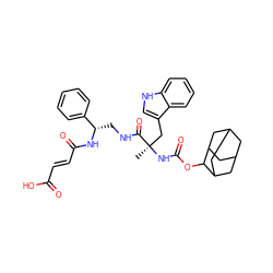 C[C@](Cc1c[nH]c2ccccc12)(NC(=O)OC1C2CC3CC(C2)CC1C3)C(=O)NC[C@H](NC(=O)/C=C/C(=O)O)c1ccccc1 ZINC000027332035