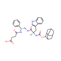 C[C@](Cc1c[nH]c2ccccc12)(NC(=O)OC1C2CC3CC(C2)CC1C3)C(=O)NC[C@H](NC(=O)CCC(=O)O)c1ccccc1 ZINC000003920670