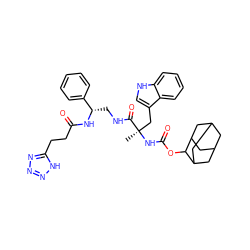 C[C@](Cc1c[nH]c2ccccc12)(NC(=O)OC1C2CC3CC(C2)CC1C3)C(=O)NC[C@H](NC(=O)CCc1nnn[nH]1)c1ccccc1 ZINC000027548447