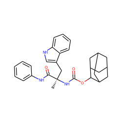 C[C@](Cc1c[nH]c2ccccc12)(NC(=O)OC1C2CC3CC(C2)CC1C3)C(=O)Nc1ccccc1 ZINC000013776490