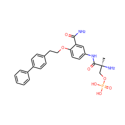 C[C@](N)(COP(=O)(O)O)C(=O)Nc1ccc(OCCc2ccc(-c3ccccc3)cc2)c(C(N)=O)c1 ZINC000049071358