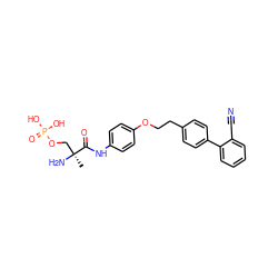 C[C@](N)(COP(=O)(O)O)C(=O)Nc1ccc(OCCc2ccc(-c3ccccc3C#N)cc2)cc1 ZINC000040914916