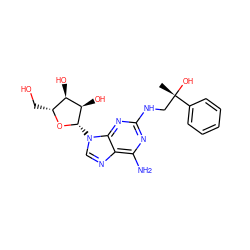 C[C@](O)(CNc1nc(N)c2ncn([C@@H]3O[C@H](CO)[C@@H](O)[C@H]3O)c2n1)c1ccccc1 ZINC000013823866