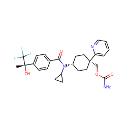 C[C@](O)(c1ccc(C(=O)N(C2CC2)[C@H]2CC[C@](COC(N)=O)(c3ccccn3)CC2)cc1)C(F)(F)F ZINC000101390119