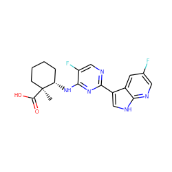 C[C@]1(C(=O)O)CCCC[C@@H]1Nc1nc(-c2c[nH]c3ncc(F)cc23)ncc1F ZINC000204065720