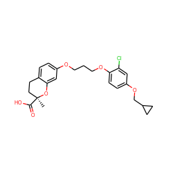 C[C@]1(C(=O)O)CCc2ccc(OCCCOc3ccc(OCC4CC4)cc3Cl)cc2O1 ZINC000028126083