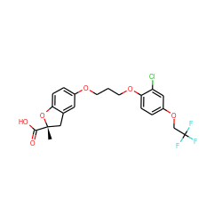 C[C@]1(C(=O)O)Cc2cc(OCCCOc3ccc(OCC(F)(F)F)cc3Cl)ccc2O1 ZINC000003938050