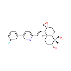 C[C@]1(C=O)[C@H]2CC[C@@]3(CO3)[C@@H](/C=C/c3ccc(-c4cccc(F)c4)cn3)[C@]2(C)CC[C@H]1O ZINC001772594159