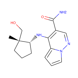 C[C@]1(CO)CCC[C@H]1Nc1c(C(N)=O)cnn2cccc12 ZINC000299820150