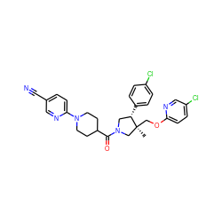 C[C@]1(COc2ccc(Cl)cn2)CN(C(=O)C2CCN(c3ccc(C#N)cn3)CC2)C[C@@H]1c1ccc(Cl)cc1 ZINC000096170442